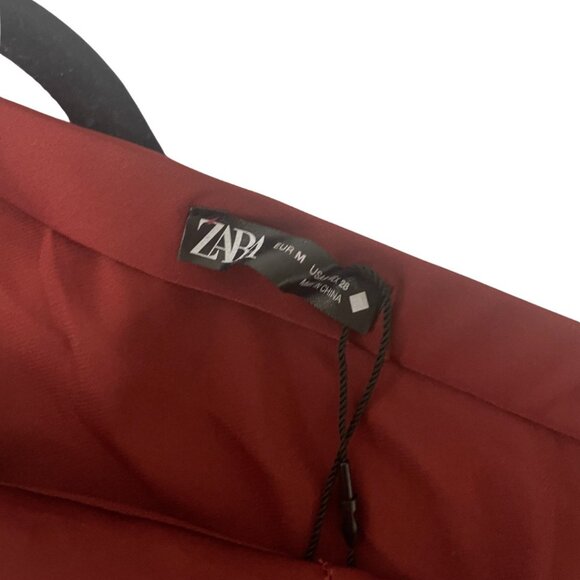 Zara ZW Lingerie Womens Skirt Medium Red Lace Trim Asymmetric Hem 1067/914 NWT - Picture 4 of 15